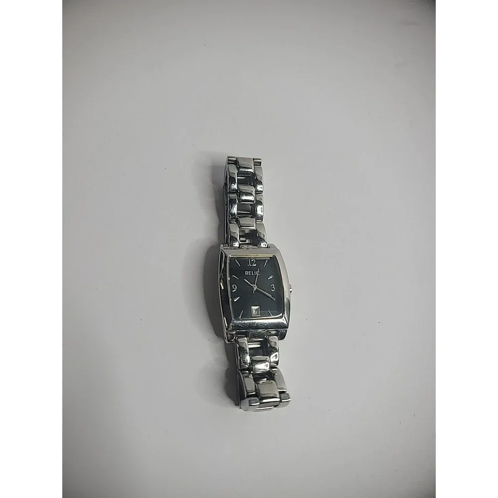 Vintage Relic Womens Wristwatch Watch Black Silver Tone‎ Date Analog